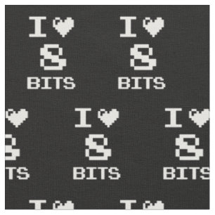 I Liebe 8 Bits, Gamer Geek Design Stoff
