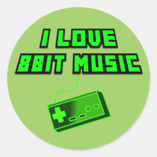 I Liebe 8Bit Music Green Retro Digital Art Runder Aufkleber