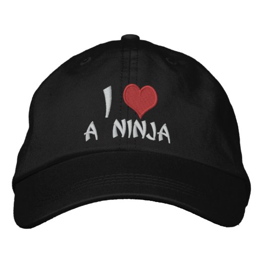 I Liebe A Ninja Bestickte Baseballkappe (Vorderseite)