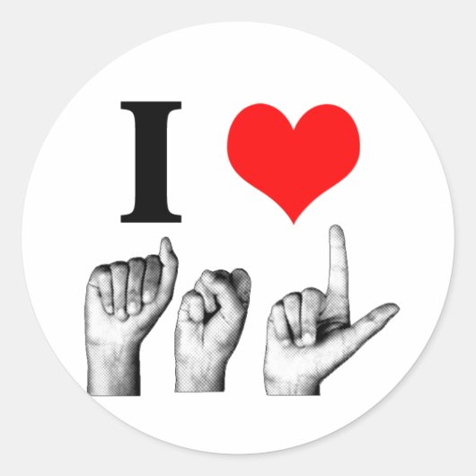 I Liebe A-S-L Runder Aufkleber (Vorderseite)