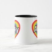 I Liebe Abby, Regenbogenherz Tasse (Zentrum)