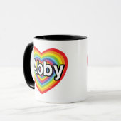 I Liebe Abby, Regenbogenherz Tasse (Vorderseite Links)