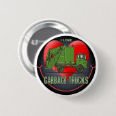 I Liebe-Abfall-LKW-Grüntöne-Knopf-Button Button (Vorne & Hinten)