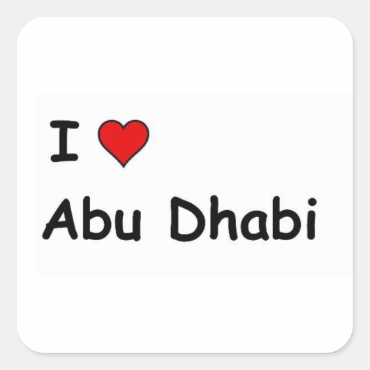 I Liebe Abu Dhabi Quadratischer Aufkleber (Vorderseite)