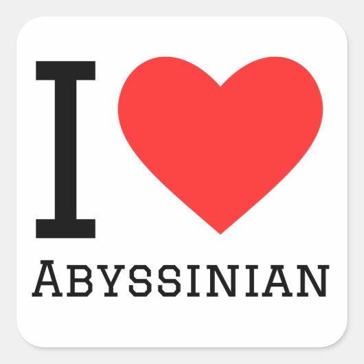 I Liebe Abyssinian Quadratischer Aufkleber (Vorderseite)