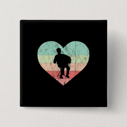I Liebe Accordion Retro Vintages Herz Button (Vorderseite)