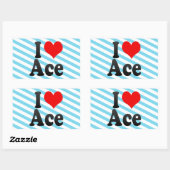 I Liebe Ace Rechteckiger Aufkleber (Blatt)
