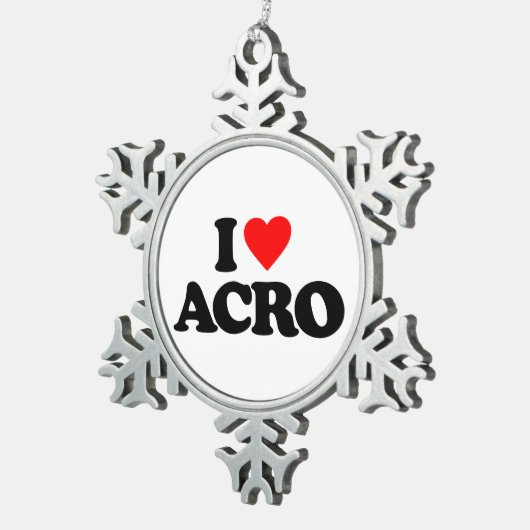 I LIEBE ACRO SCHNEEFLOCKEN Zinn-Ornament (Rechts)
