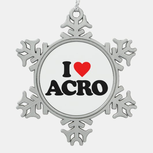 I LIEBE ACRO SCHNEEFLOCKEN Zinn-Ornament (Vorderseite)