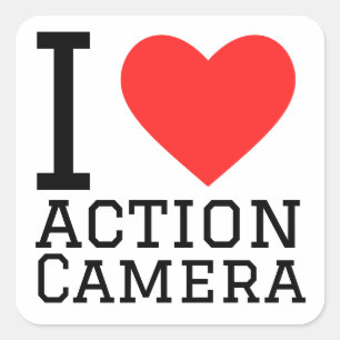 I Liebe Action Camera Quadratischer Aufkleber