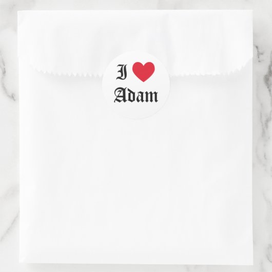 I Liebe Adam Runder Aufkleber (Tasche)
