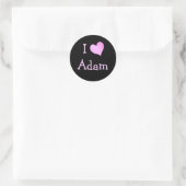 I Liebe Adam Runder Aufkleber (Tasche)