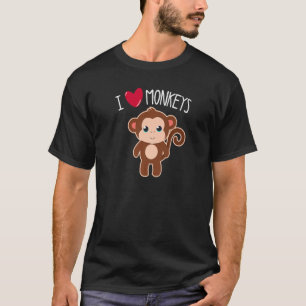 I Liebe Affen Affe Herz Süße Tier Grafik T-Shirt