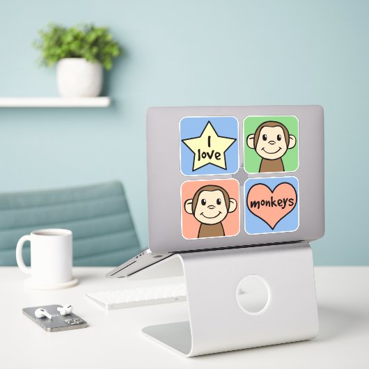I Liebe-Affen Aufkleber (Laptop auf Schreibtisch)