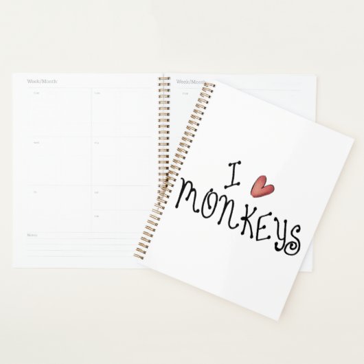 I Liebe Affen Niedlich handgeschriebene Typografie Planer (Anzeige)