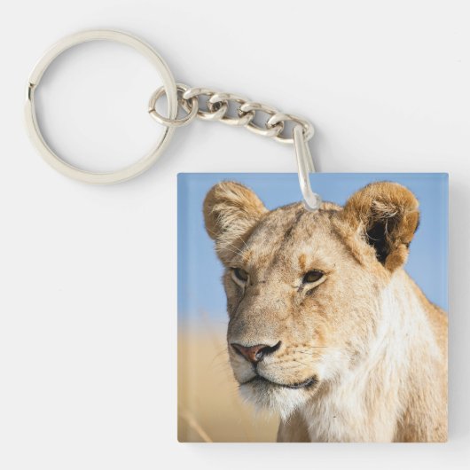 I Liebe Africa Portrait of a lioness Foto Schlüsselanhänger (Vorderseite)
