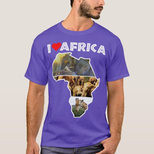 I Liebe Africa Wildlife Map Collage T - Shirt (Vorderseite)