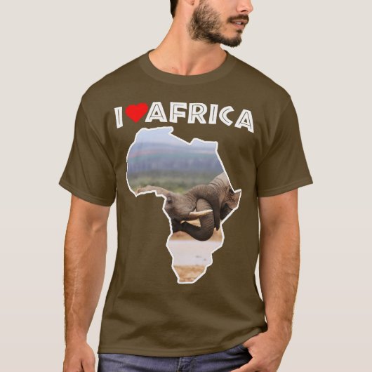 I Liebe Africa Wildlife Map Elephant Tug of War T-Shirt (Vorderseite)
