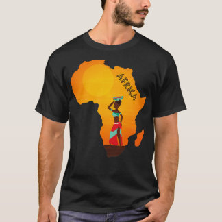 I Liebe Afrika Afrikanische Frau Karte Afrika Prei T-Shirt