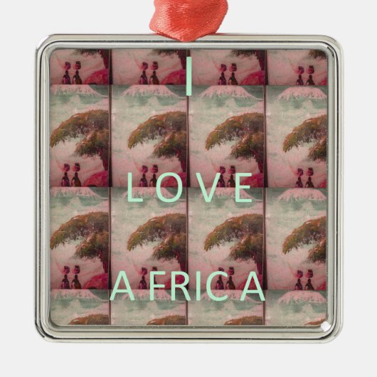 I Liebe Afrika - Kulturlandschaftsmuster Silbernes Ornament (Vorne)