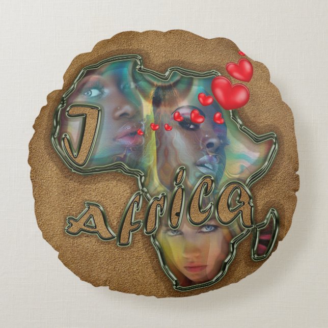 I Liebe Afrika Rundes Kissen (Vorderseite)