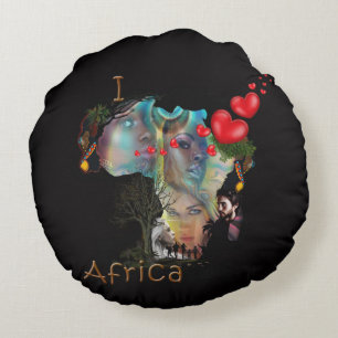 I Liebe Afrika Rundes Kissen
