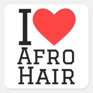 I Liebe Afro haar Quadratischer Aufkleber