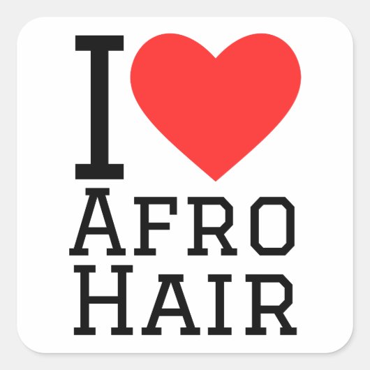 I Liebe Afro haar Quadratischer Aufkleber (Vorderseite)