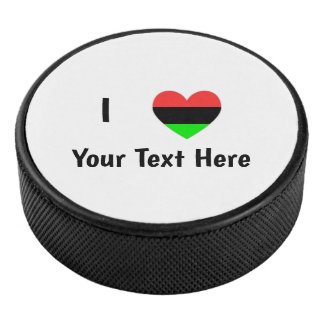 I Liebe (Afroamerikanisches Flaggenherz) Ihr Text Eishockey Puck