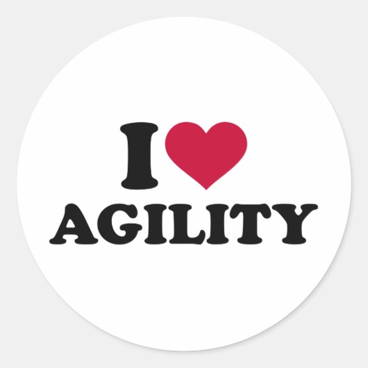 I LIEBE AGILITY RUNDER AUFKLEBER (Vorderseite)