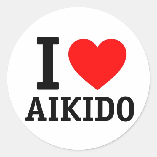 I Liebe Aikido Runder Aufkleber (Vorderseite)