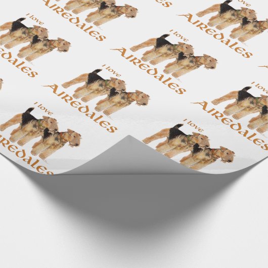 I Liebe Airedales Geschenkpapier (Ecke)