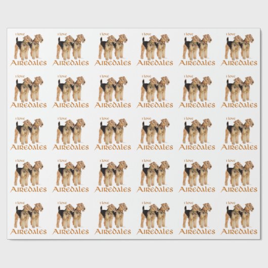 I Liebe Airedales Geschenkpapier (Flach)