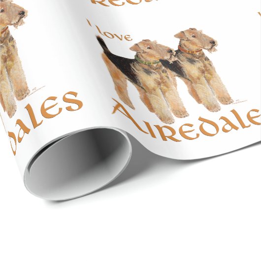 I Liebe Airedales Geschenkpapier (Rolleneckpunkt)