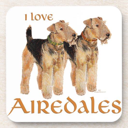 I Liebe Airedales Getränkeuntersetzer (Vorderseite)
