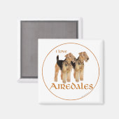 I Liebe Airedales Magnet (Vorderseite/Rückseite)