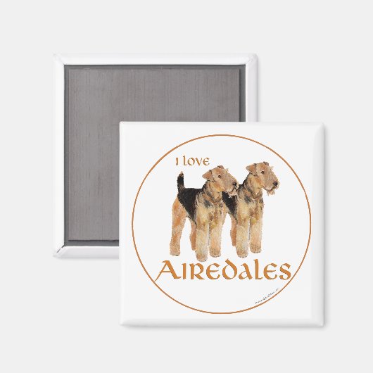 I Liebe Airedales Magnet (Vorderseite/Rückseite)