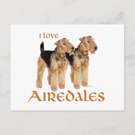 I Liebe Airedales Postkarte (Vorderseite)