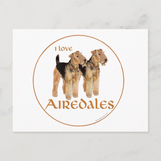 I Liebe Airedales Postkarte (Vorderseite)