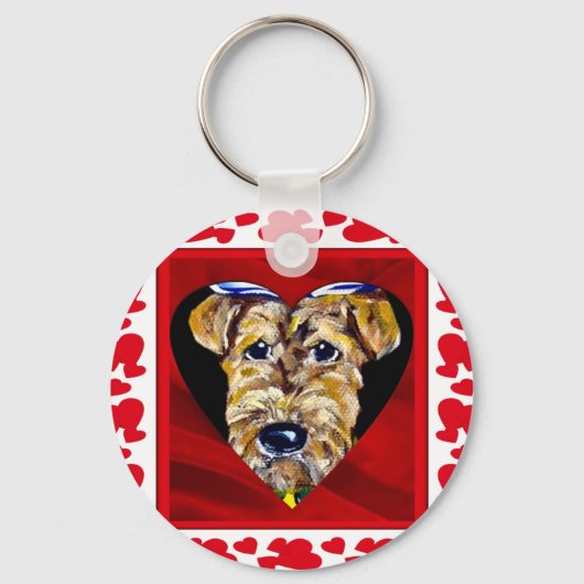 I Liebe Airedales Schlüsselanhänger (Vorderseite)