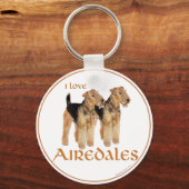 I Liebe Airedales Schlüsselanhänger (Vorderseite)