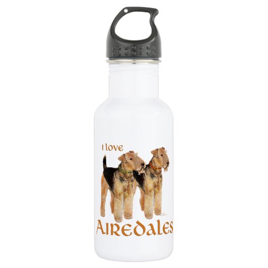 I Liebe Airedales Trinkflasche (Vorderseite)