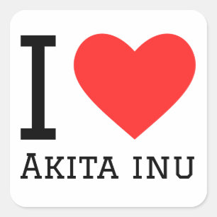 I Liebe Akita inu Quadratischer Aufkleber