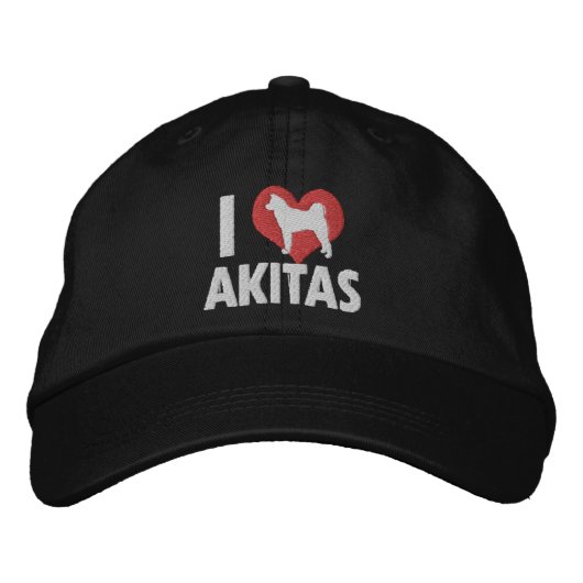 I Liebe Akitas bestickter Hut (dunkel) (Vorderseite)