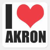 I Liebe Akron Quadratischer Aufkleber (Vorderseite)