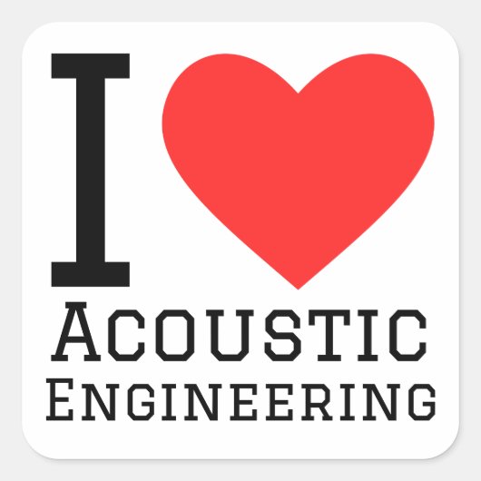 I Liebe Akustik Quadratischer Aufkleber (Vorderseite)