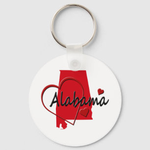 I Liebe Alabama Hearts Map Schlüsselanhänger