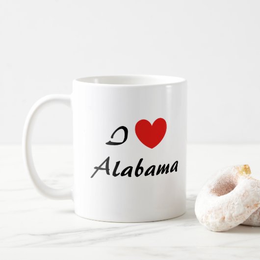 I Liebe Alabama Herz Typografie Kaffeezubereitung  Kaffeetasse (Mit Donut)