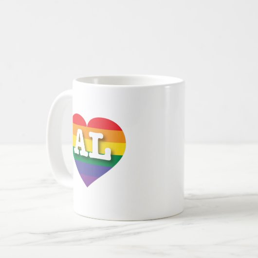 I Liebe Alabama Rainbow Heart Kaffeetasse (Vorderseite Links)