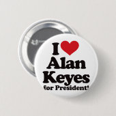 I Liebe Alan Keyes für Präsidenten Button (Vorne & Hinten)